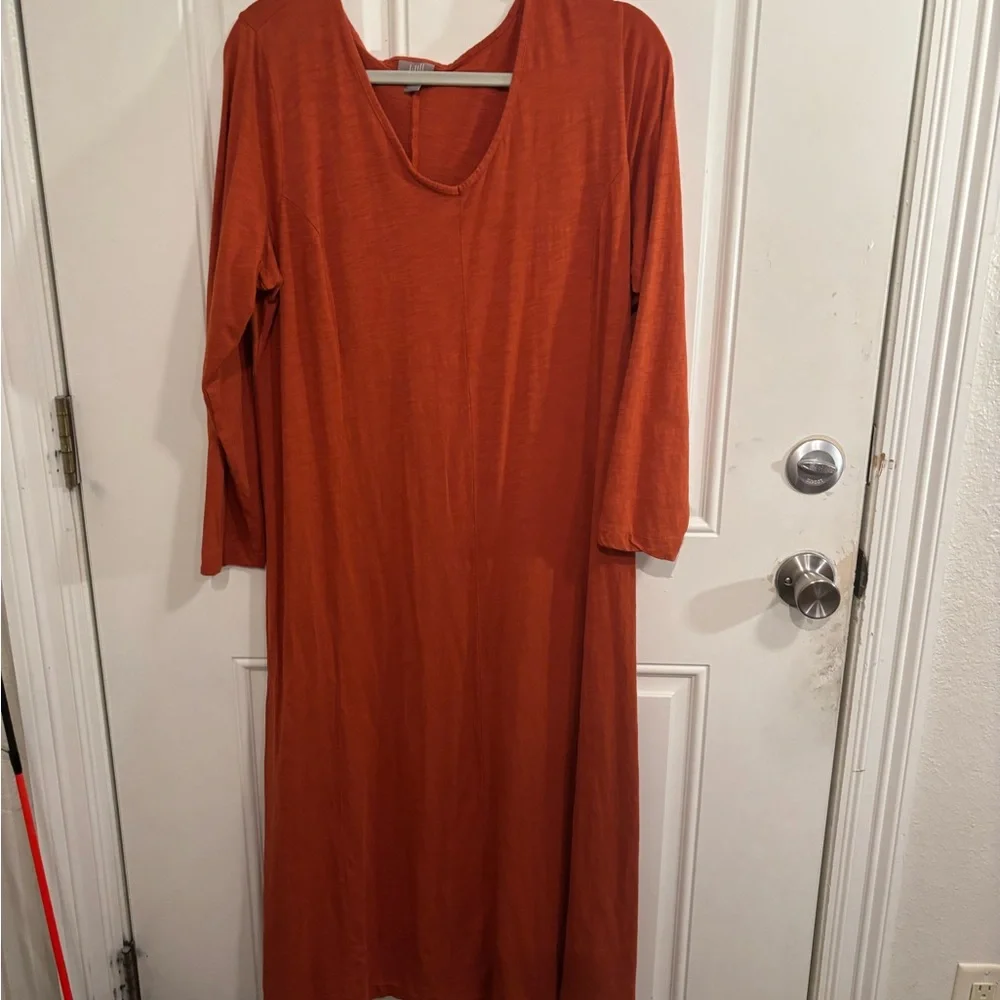J. Jill Orange Long Sleeve Scoop Neck‎ Dress - Picture 1 of 9